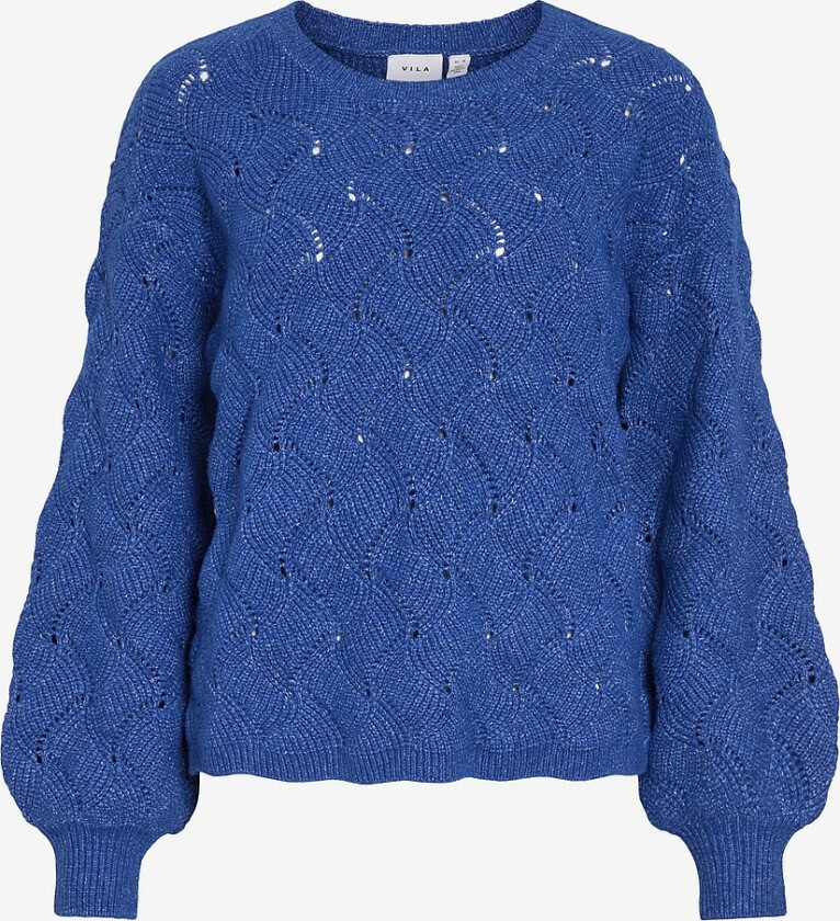 Genser viSulfina New O-neck L/S Knit Top - Blå