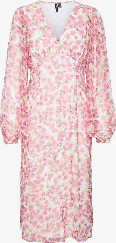 Kjole vmSmilla LS V-neck Calf Dress - Rosa