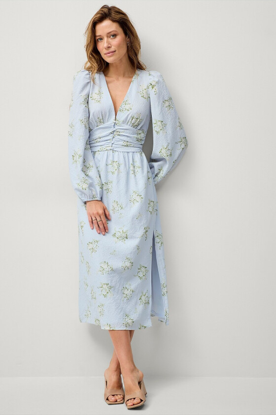 Kjole Structure Midi Boho Dress - Blå