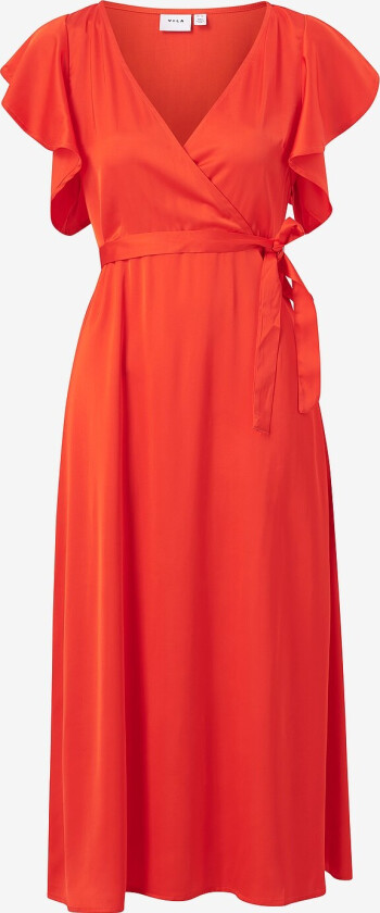 Kjole viCarolina S/S V-neck Midi Dress - Orange