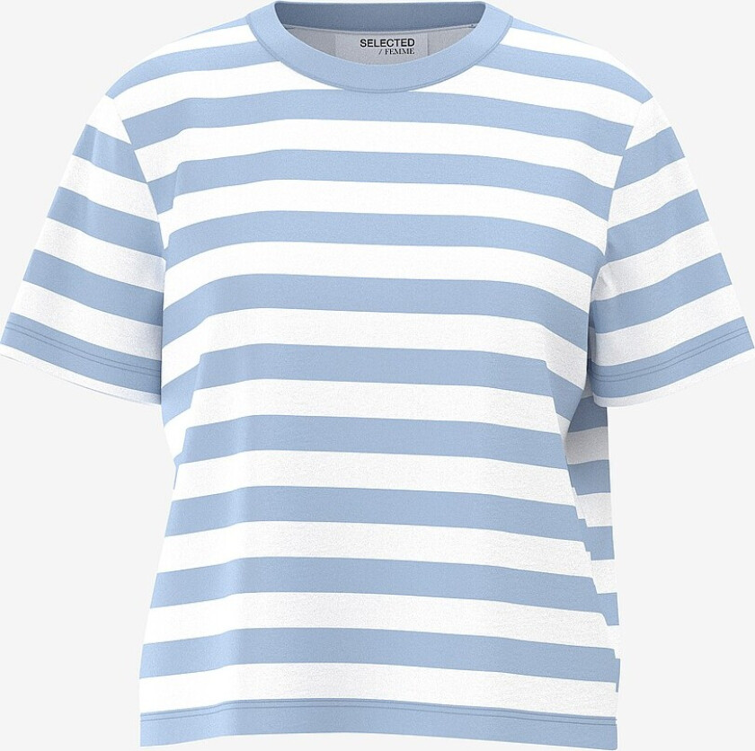 Topp slfEssential SS Striped Boxy Tee - Blå