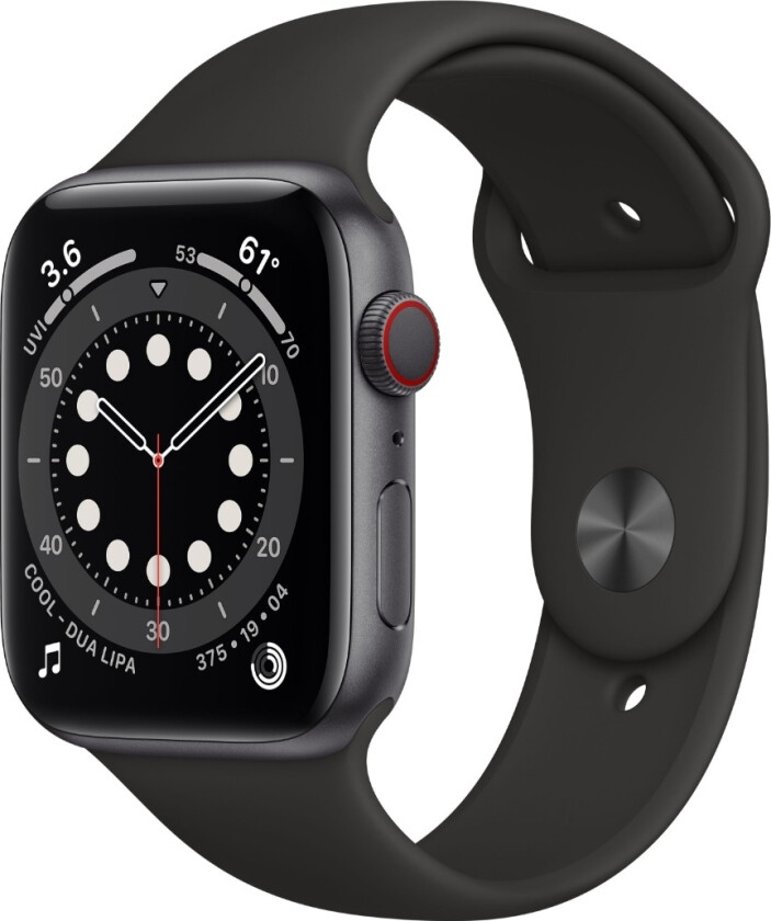 Watch Series 6 Cellular/4G 44 mm Stellargrå aluminium svart Sport band