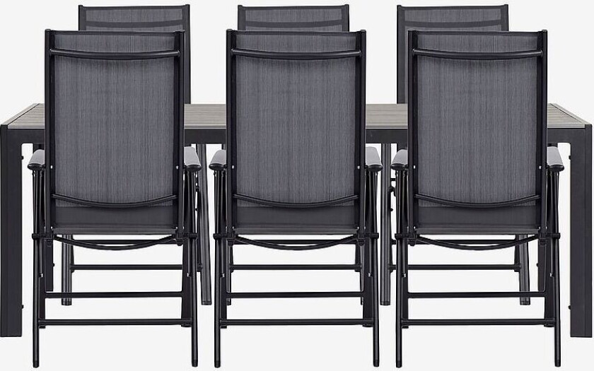Hagegruppe, 6 stoler, Grå