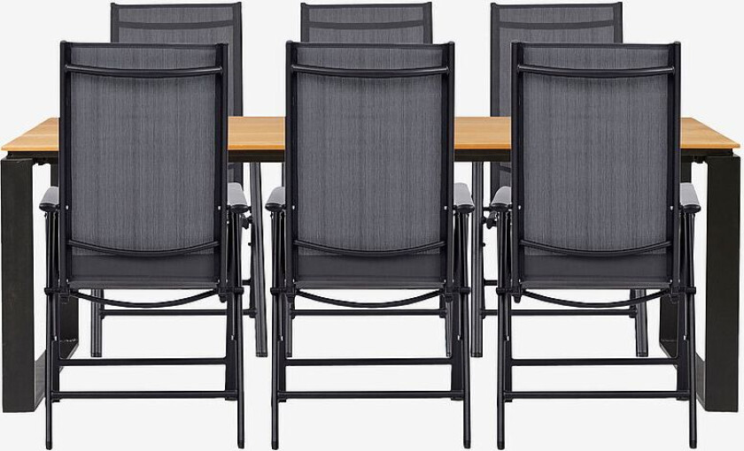 Hagegruppe, 6 stoler, Orange