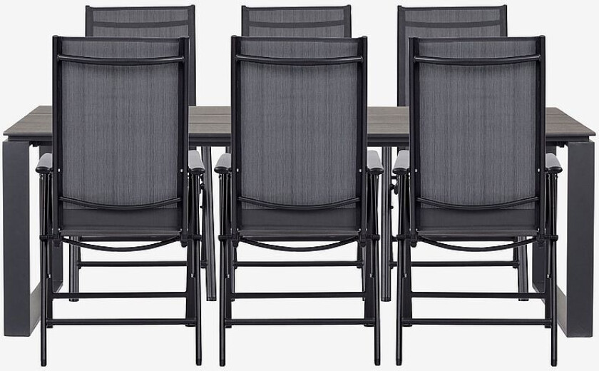 Hagegruppe, 6 stoler, Svart