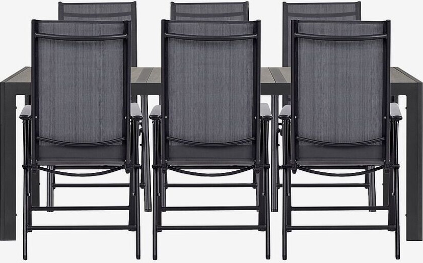 Hagegruppe, 6 stoler, Svart