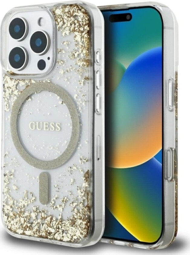 Hc Resin Bottom Glitter Case For Iphone 16 Pro Magsafe Gold