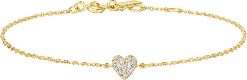 Armbånd i forgylt 925 sølv med zirkonia og hjerte