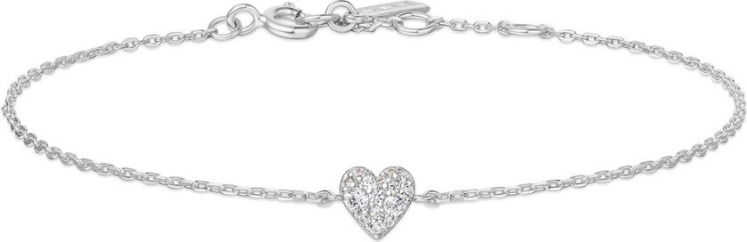 Armbånd i 925 sølv med zirkonia og hjerte