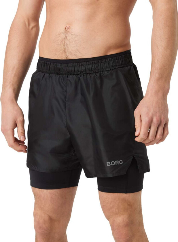 Men's Borg Running Shorts 2 In 1 Black Beauty