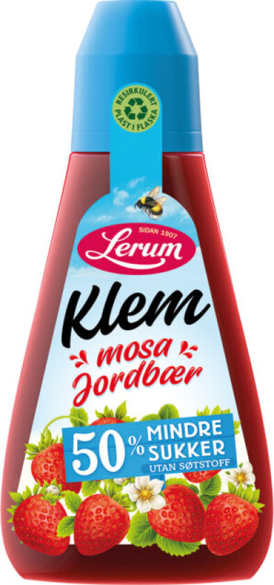 Jordbærsyltetøy Klem Mindre Sukker 380g