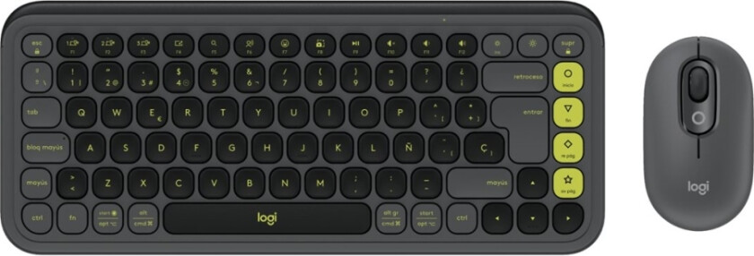 Pop Icon Combo - Tastatur- Og Mussett - Trådløs - Bluetooth Le - Qwerty - Spansk - Grafitt, Grønn
