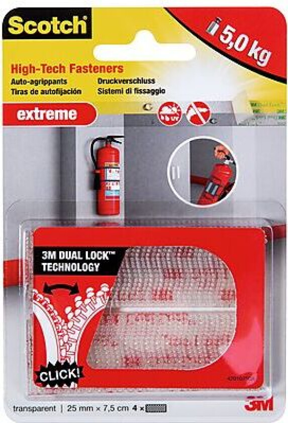 Borrelås rf6730 extreme klar strips, 2 x 1 par a 25x75mm
