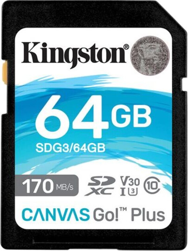 Kingston Canvas Go! Plus - Flashminnekort - 64 Gb - Video Class V30 / Uhs-I U3 / Class10 - Sdxc Uhs-I
