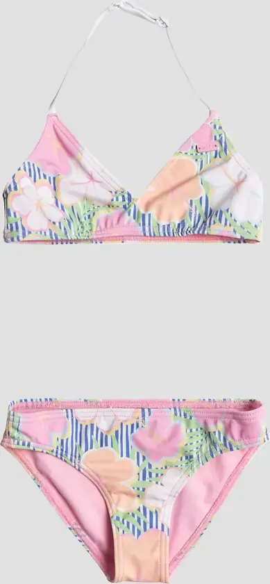 Tiny Flower Tri Bra Kids Bikini Set blå
