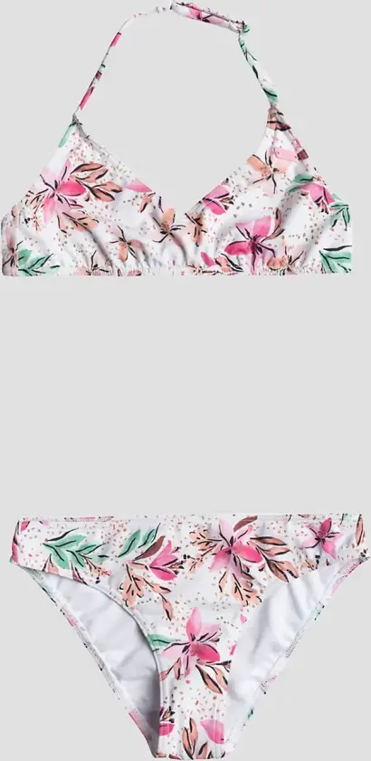 Happy Tropical Rg Tri Bra Kids Bikini Set hvit