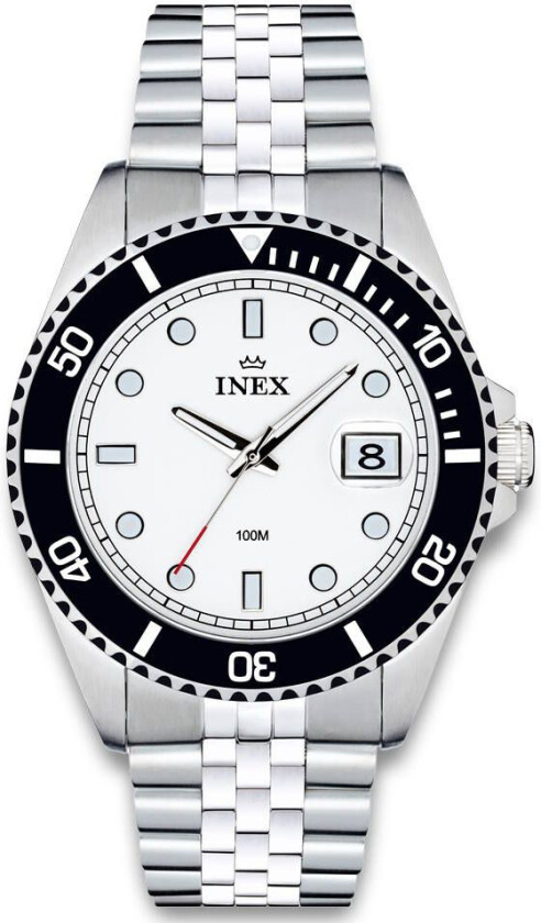 Inex Mens Sports 42mm A76226S4P - Kvarts - Sølv - Herreklokker - Rustfritt stål - ledd m/pin - Mineral