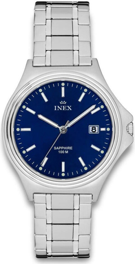 Inex Mens 39.5mm A76227-1S8I - Kvarts - Sølv - Herreklokker - Rustfritt stål - ledd m/pin - Mineral