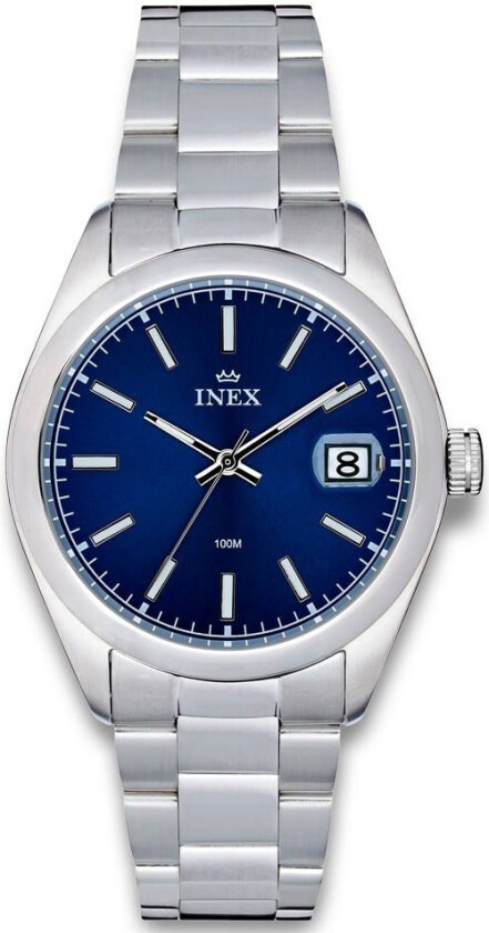 Inex Mens 38mm A76224S8I - Kvarts - Sølv - Herreklokker - Rustfritt stål - ledd m/pin - Mineral