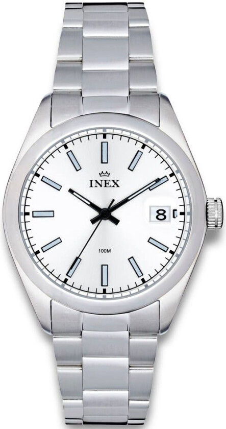 Inex Mens 38mm A76224S4I - Kvarts - Sølv - Herreklokker - Rustfritt stål - ledd m/pin - Mineral