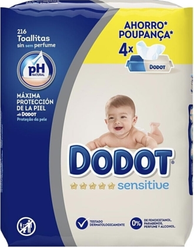 Dodot Sensitive Baby Wipes Pack Of 4 X 54 Wipes Total 216 Wipes