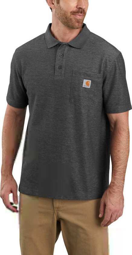 Men's Loose Fit Midweight Short-Sleeve Pocket Polo Carbon Heather