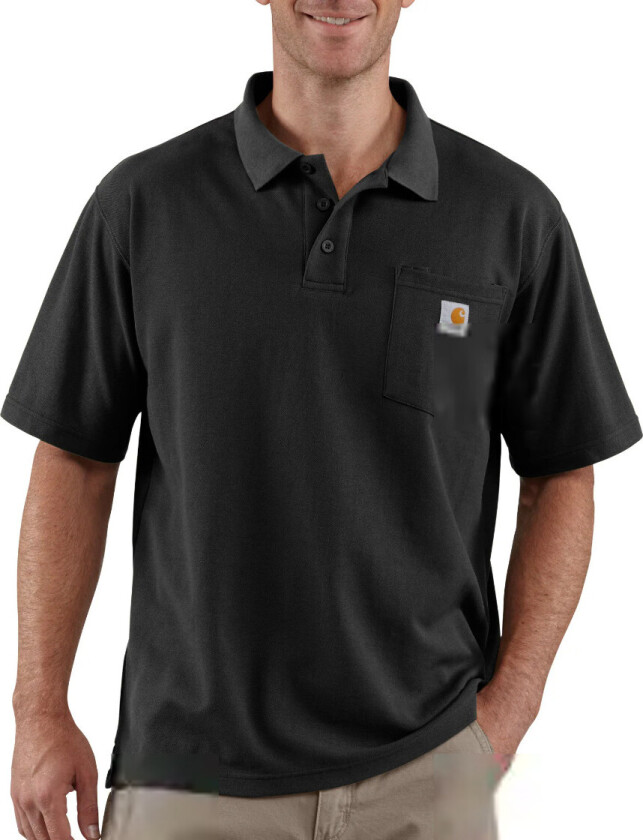 Men's Loose Fit Midweight Short-Sleeve Pocket Polo Black
