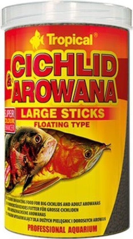 Bilde av Cichlid & Arowana Large Sticks Fish Coloring Food 1000Ml