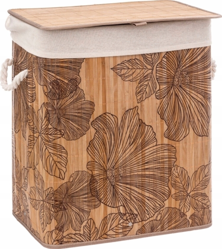 5Five Skittentøyskurv Bamboo Skittentøyskurv Med Blomstermotiv, 60 L