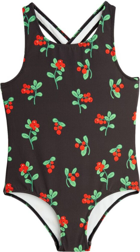 Lingonberries Aop Badedrakt Brown | Brun | 104/110 cm