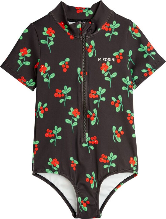 Lingonberries Aop Badedrakt Black | Brun | 92/98 cm