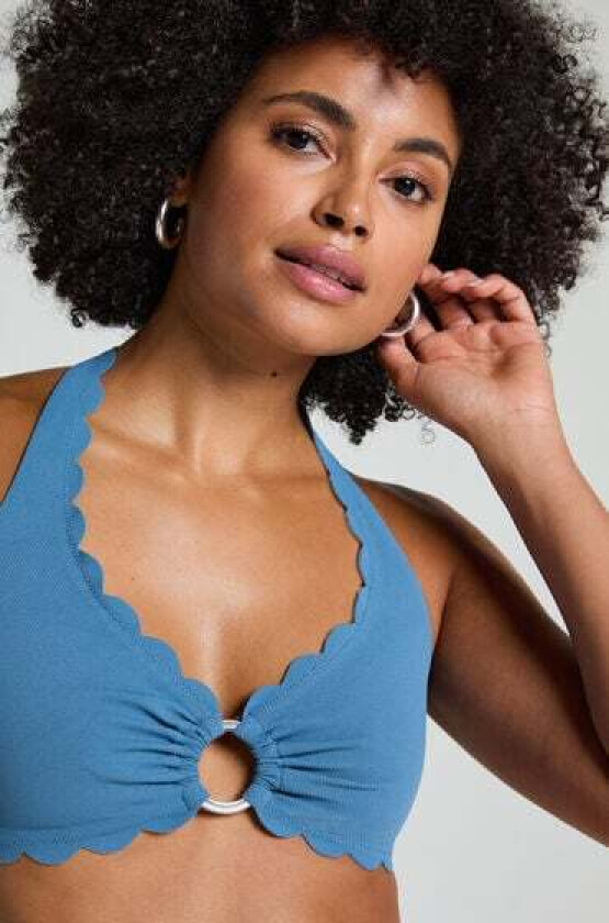 Scallop halter-bikinitopp Blå