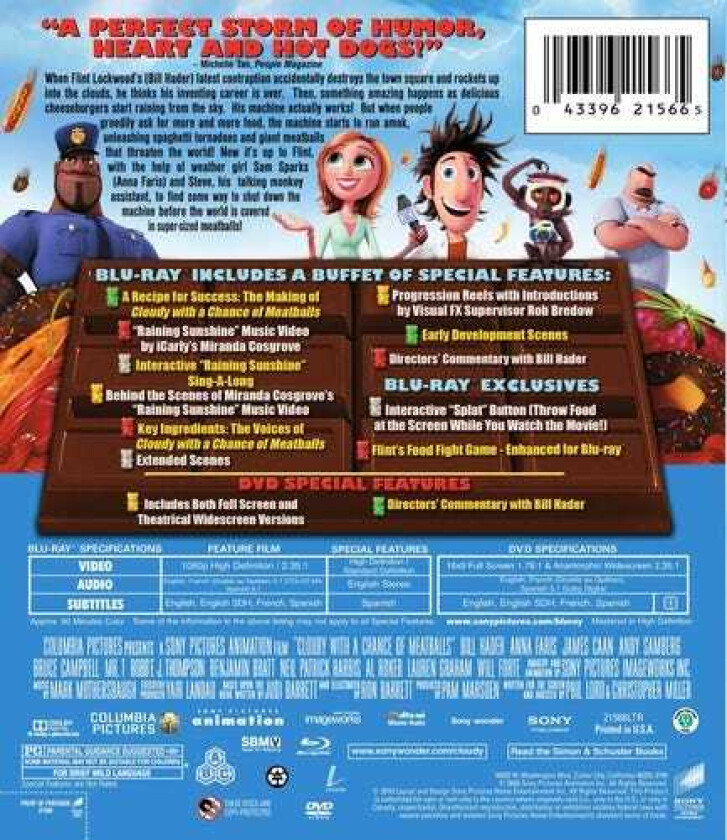 Cloudy With A Chance Of Meatballs Bluray