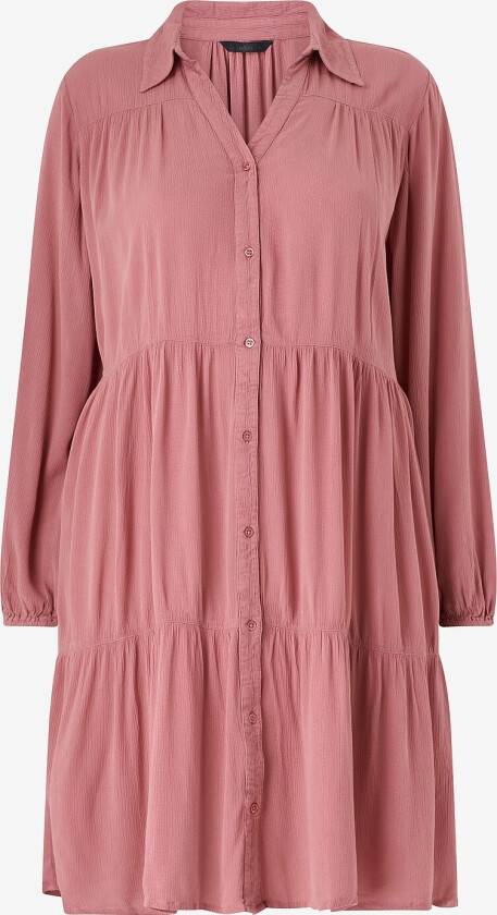 Skjortekjole med volanger - Rosa
