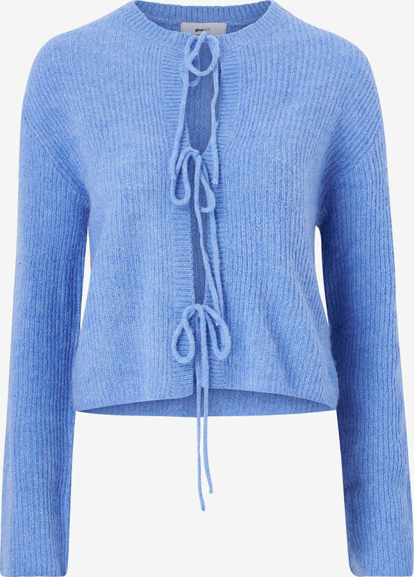 Kardigan Knitted Tie Cardigan - Blå