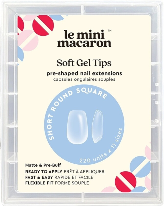 Soft Gel Tips Short Round Square Matte 220pcs