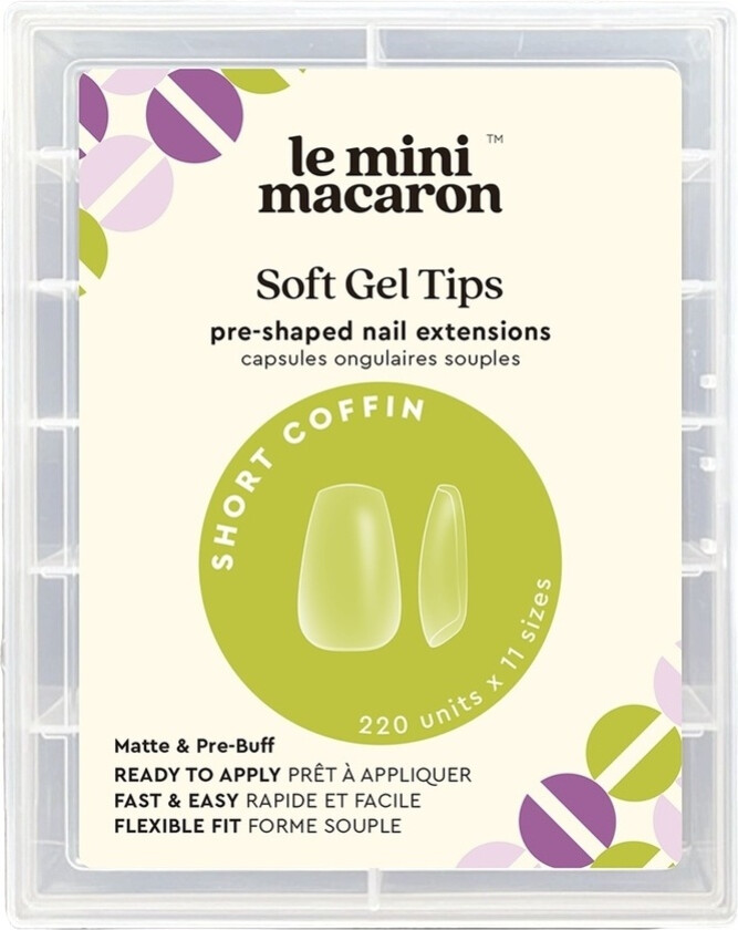 Soft Gel Tips Short Coffin Matte 220pcs