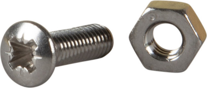 Maskinskrue med mutter linsehode phillips ph rustfritt stål m3 l: 10mm ant: 10stk