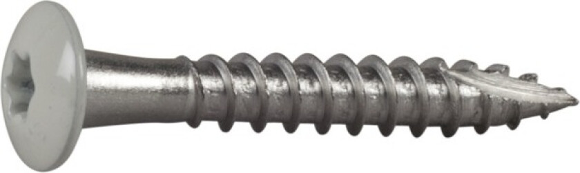 Takrenneskrue panhode torx rustfritt stål ø: 5mm l: 35mm ant: 250stk hvit