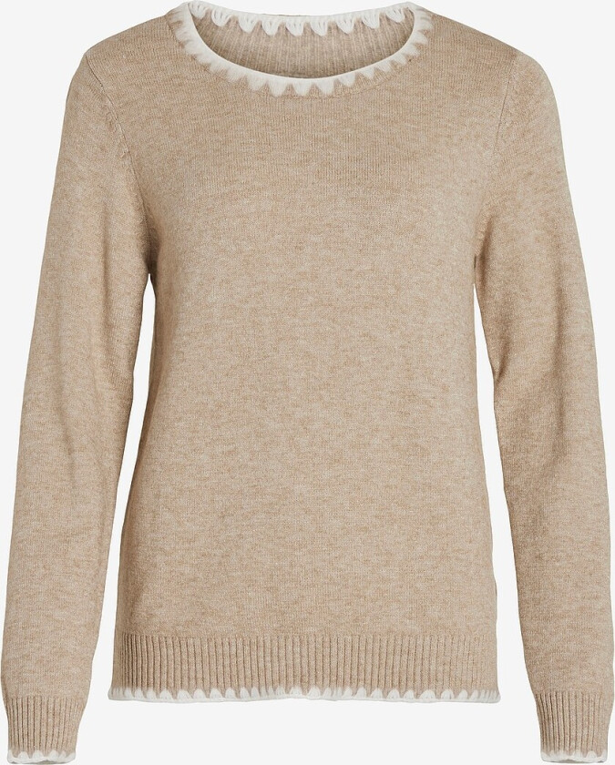 Topp viRil O-neck L/s Detail Knit - Brun