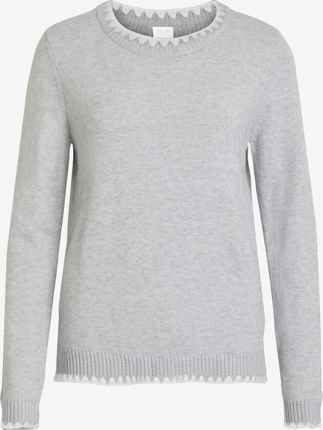Topp viRil O-neck L/s Detail Knit - Grå