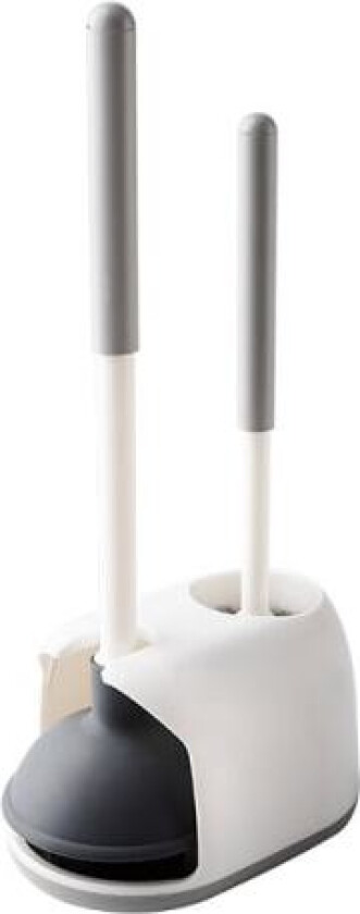 Toalettstøvsuger og børste, 2 i 1 toalettbørste støvsugersett med holder, baderom rengjøringsverktøy kombinasjon med stativ (hvit)