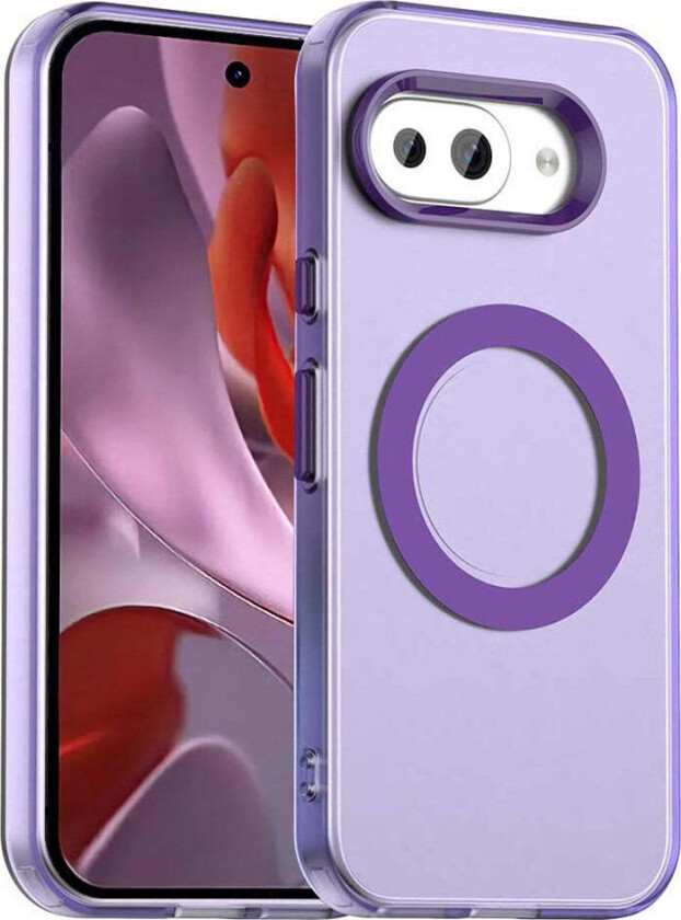 Google Pixel 9a Hybrid Plast Deksel - MagSafe Kompatibel - Gjennomsiktig / Lilla