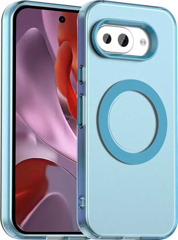 Google Pixel 9a Hybrid Plast Deksel - MagSafe Kompatibel - Gjennomsiktig / Blå