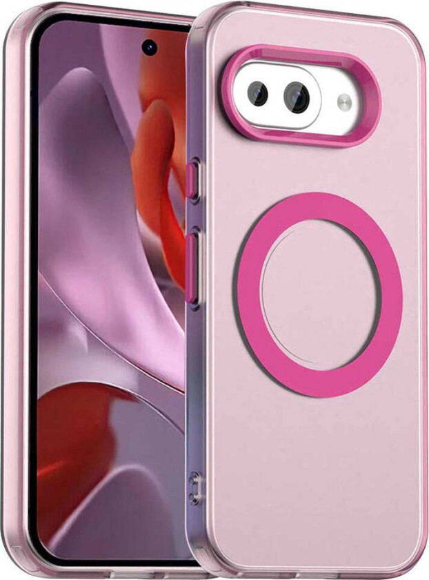 Google Pixel 9a Hybrid Plast Deksel - MagSafe Kompatibel - Gjennomsiktig / Rosa