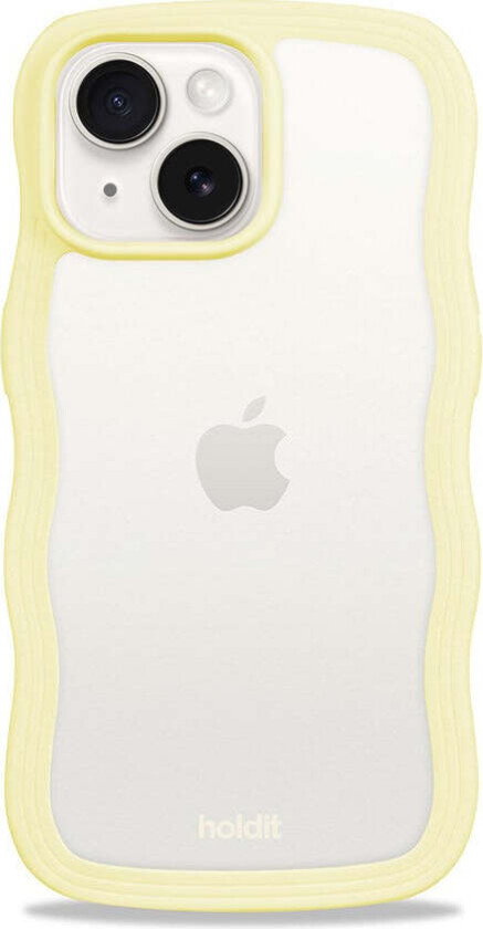 iPhone 15 / 14 / 13 Wavy Deksel - Gul/Transparent