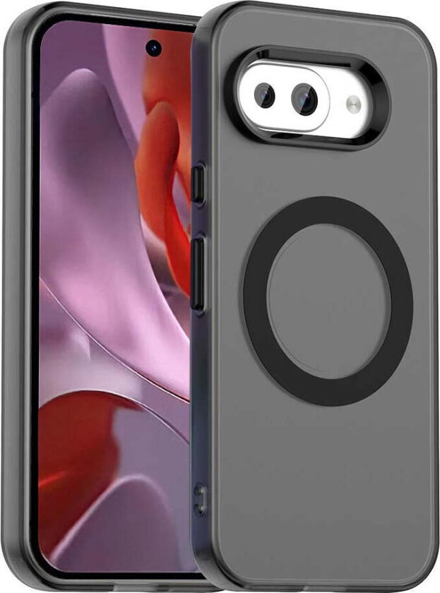 Google Pixel 9a Hybrid Plast Deksel - MagSafe Kompatibel - Gjennomsiktig / Svart