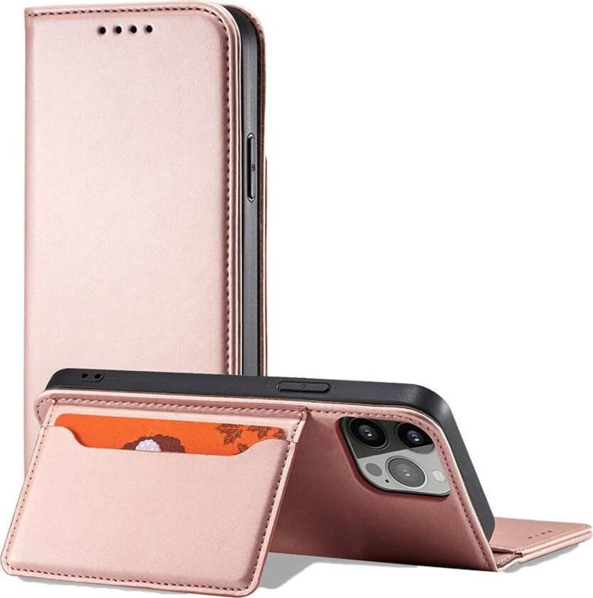 Magnet Card Case veske til iPhone 13 cover lommebok for kort? rosa stativ