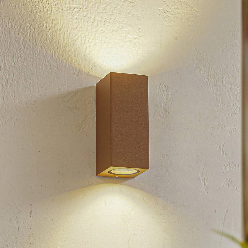 Lucande utendørs vegglampe Xava, opp/ned, bronse, 2 lyskilder, GU10