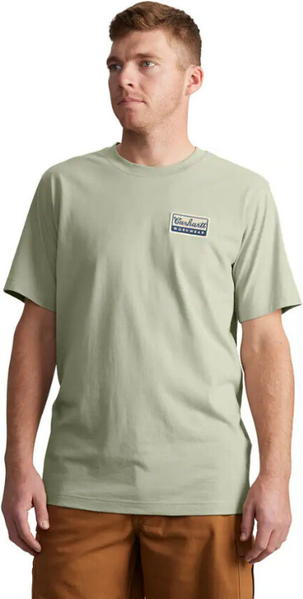 Men's Relaxed Fit Lightweight Short-Sleeve Script Patch T-Shirt Sage